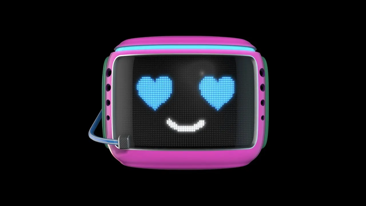 A colourful screen-reader character smiles with big love heart-shaped eyes.
