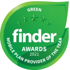Green finder awards 2021 Mobile Plan Provider of the year Award 