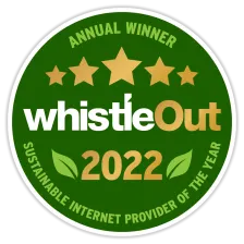 Annual winner Whistleout 2022 - Sustainable Internet Provider of the year award